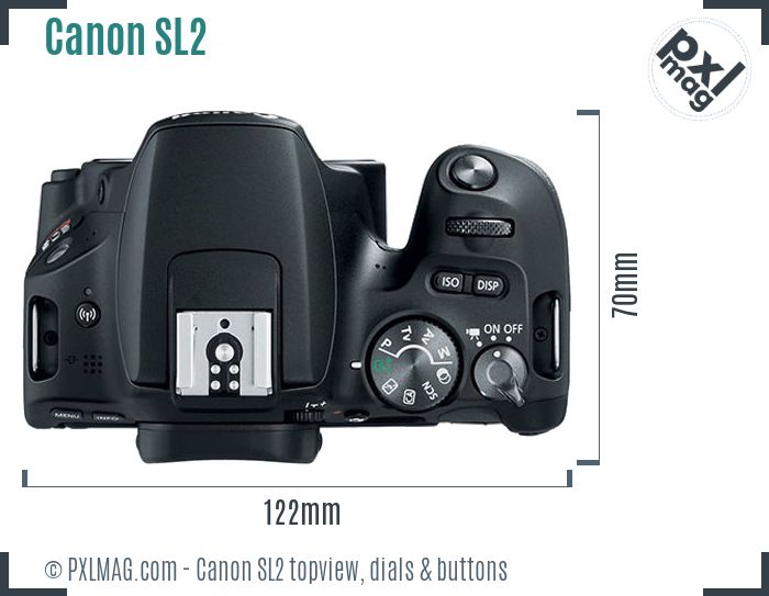 Canon EOS Rebel SL2 topview buttons dials