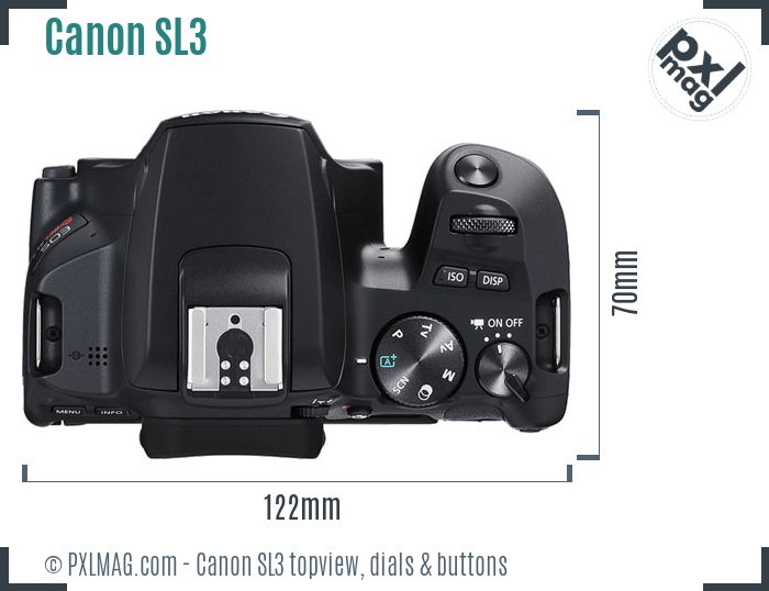 Canon EOS Rebel SL3 topview buttons dials