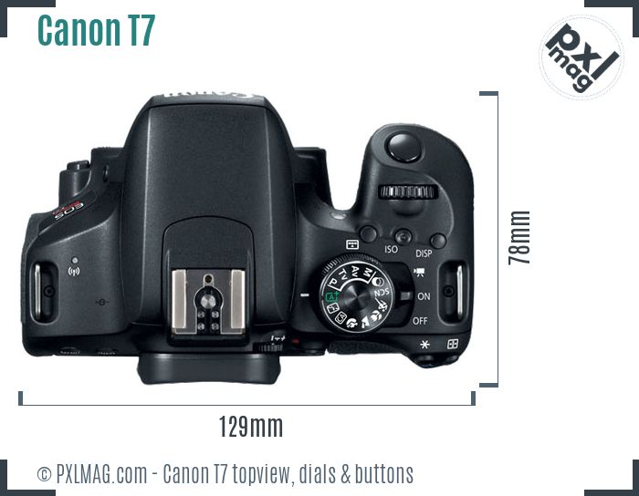 Canon EOS Rebel T7 topview buttons dials
