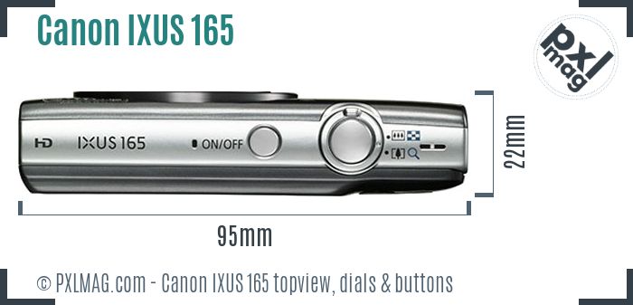 Canon IXUS 165 topview buttons dials
