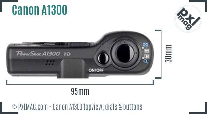 Canon PowerShot A1300 topview buttons dials