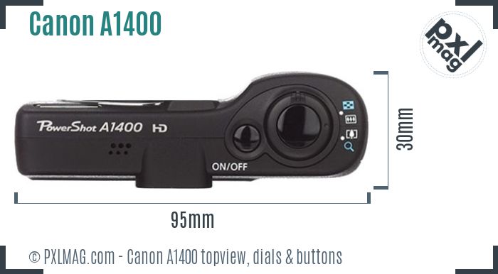 Canon PowerShot A1400 topview buttons dials