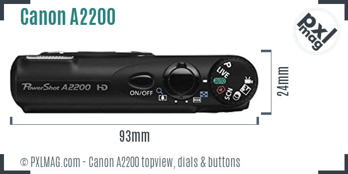 Canon PowerShot A2200 topview buttons dials