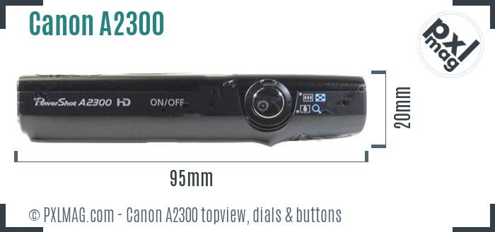 Canon PowerShot A2300 topview buttons dials