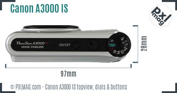 Canon PowerShot A3000 IS topview buttons dials