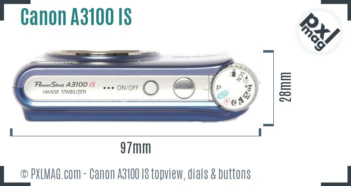 Canon PowerShot A3100 IS topview buttons dials