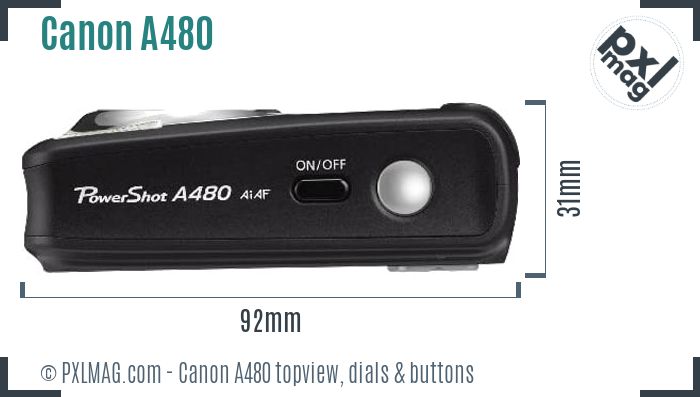 Canon PowerShot A480 topview buttons dials