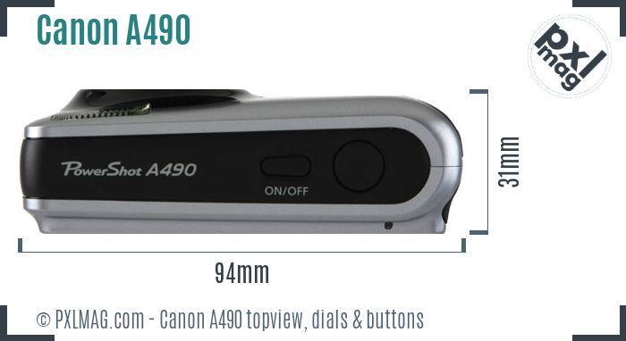 Canon PowerShot A490 topview buttons dials
