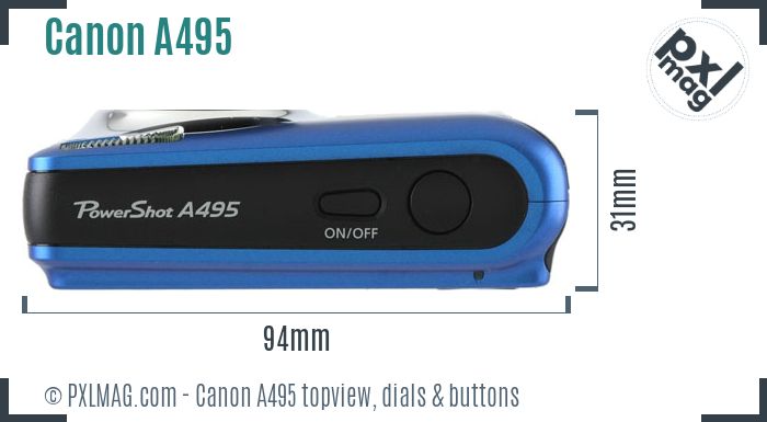 Canon PowerShot A495 topview buttons dials
