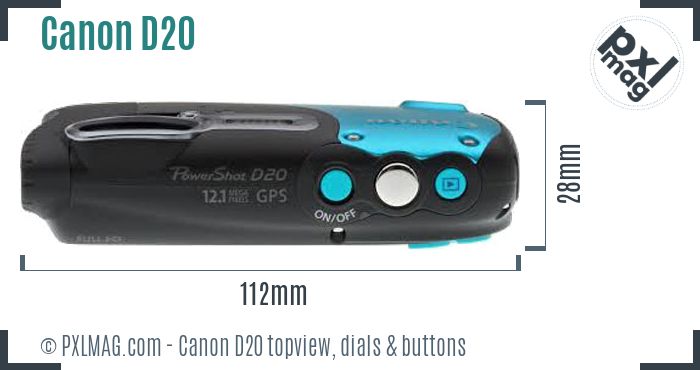 Canon PowerShot D20 topview buttons dials