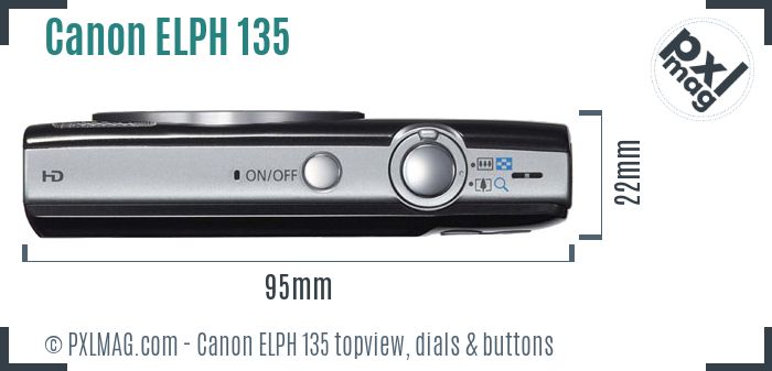 Canon PowerShot ELPH 135 topview buttons dials