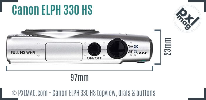 Canon PowerShot ELPH 330 HS topview buttons dials