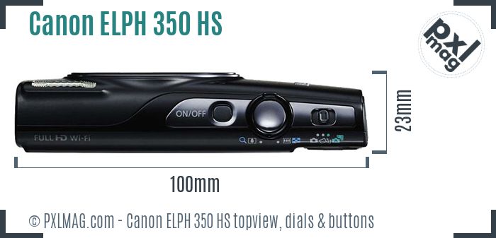 Canon PowerShot ELPH 350 HS topview buttons dials