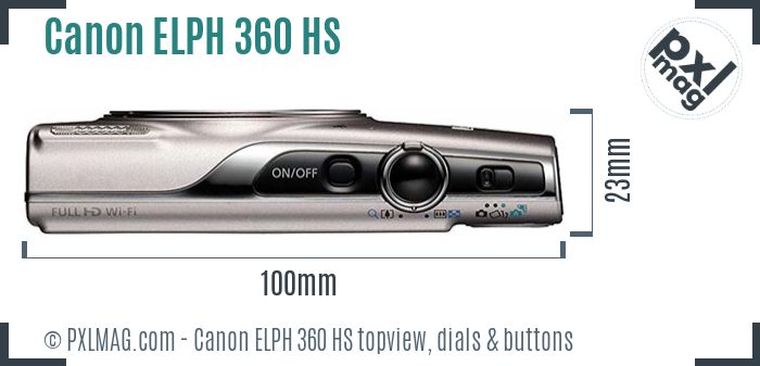 Canon PowerShot ELPH 360 HS topview buttons dials