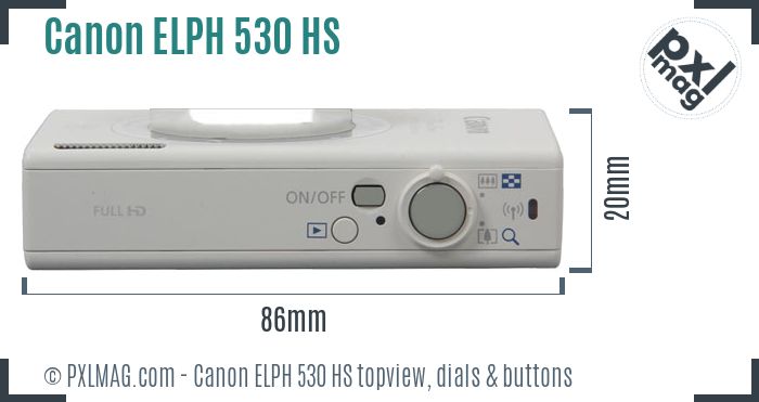Canon PowerShot ELPH 530 HS topview buttons dials