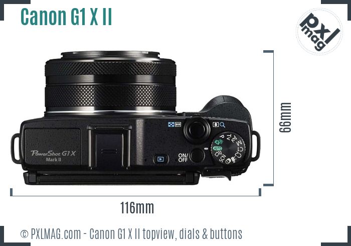 Canon PowerShot G1 X Mark II topview buttons dials