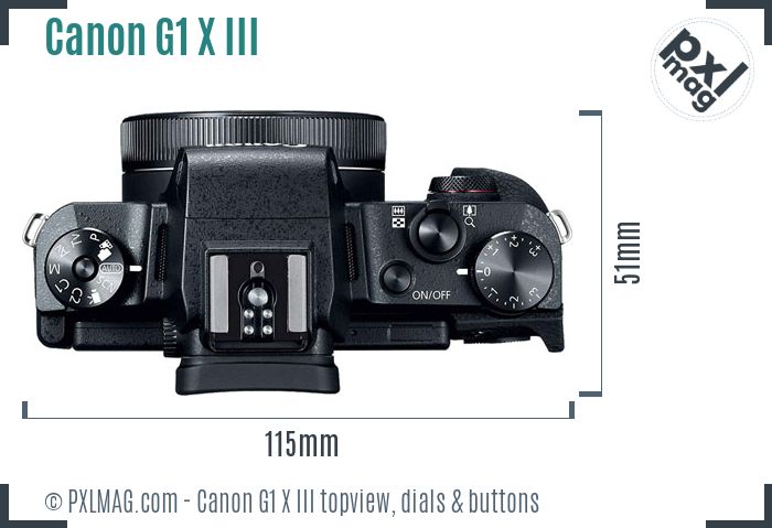 Canon PowerShot G1 X Mark III topview buttons dials