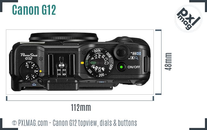 Canon PowerShot G12 topview buttons dials