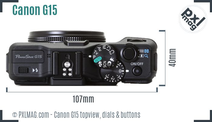 Canon PowerShot G15 topview buttons dials