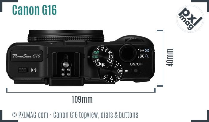 Canon PowerShot G16 topview buttons dials