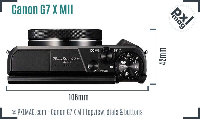 Canon PowerShot G7 X Mark II topview buttons dials