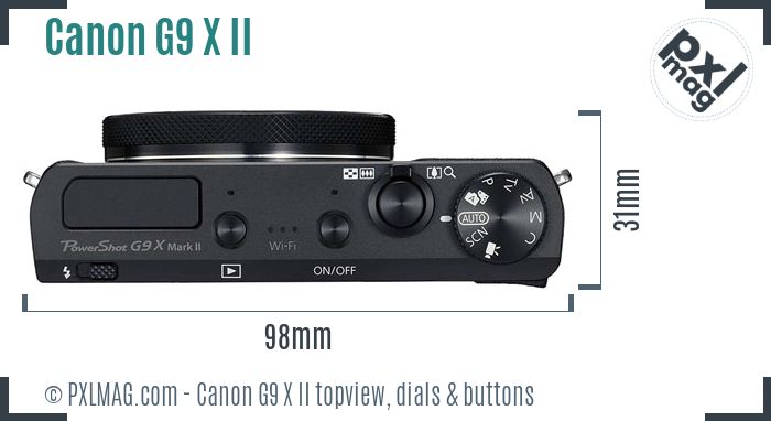 Canon PowerShot G9 X Mark II topview buttons dials