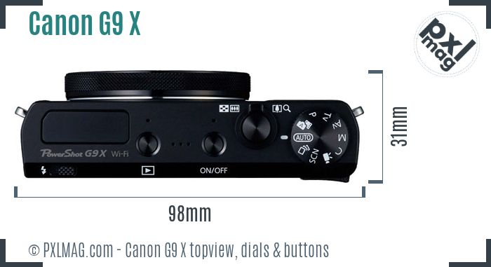 Canon PowerShot G9 X topview buttons dials