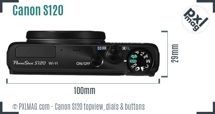Canon PowerShot S120 topview buttons dials