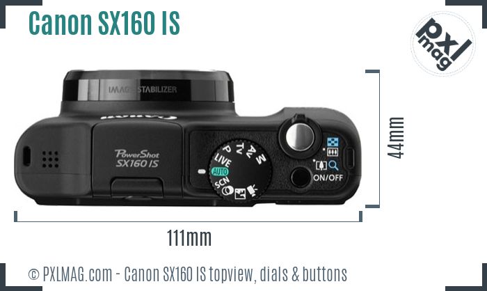 Canon PowerShot SX160 IS topview buttons dials