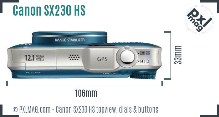 Canon PowerShot SX230 HS topview buttons dials