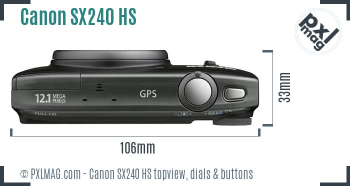Canon PowerShot SX240 HS topview buttons dials