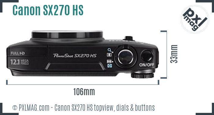Canon PowerShot SX270 HS topview buttons dials