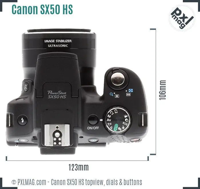Canon PowerShot SX50 HS topview buttons dials