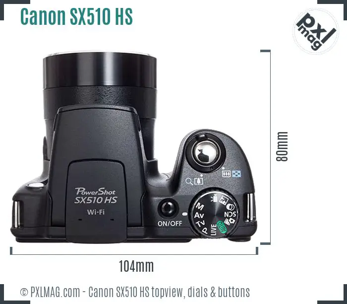 Canon PowerShot SX510 HS topview buttons dials
