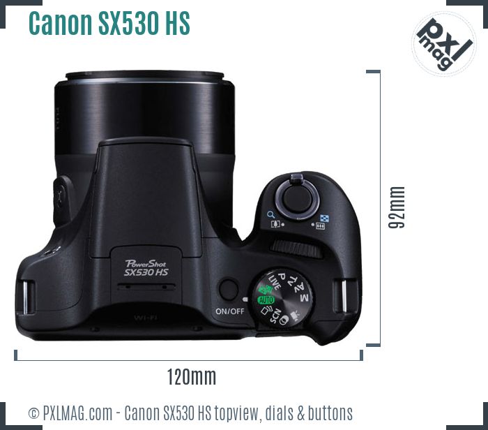 Canon PowerShot SX530 HS topview buttons dials