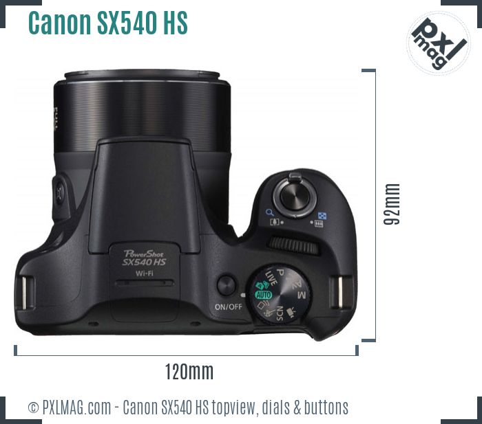 Canon PowerShot SX540 HS topview buttons dials