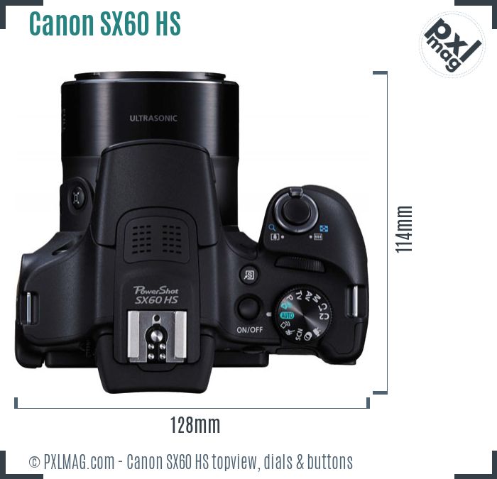 Canon PowerShot SX60 HS topview buttons dials