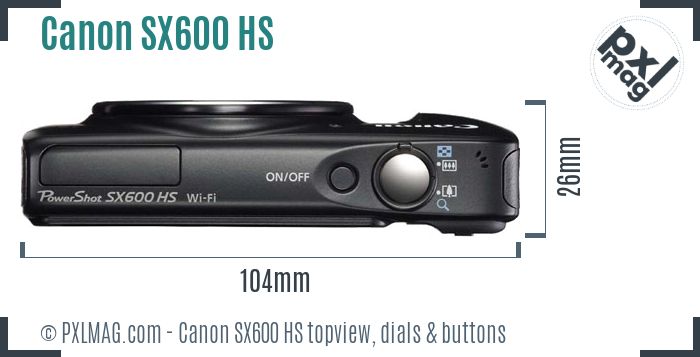 Canon PowerShot SX600 HS topview buttons dials