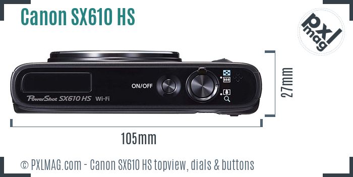 Canon PowerShot SX610 HS topview buttons dials