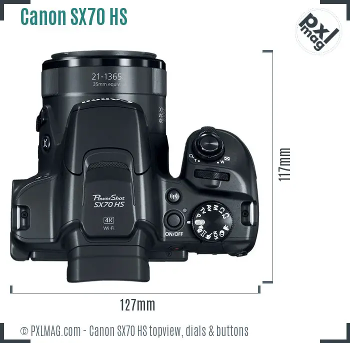 Canon PowerShot SX70 HS topview buttons dials