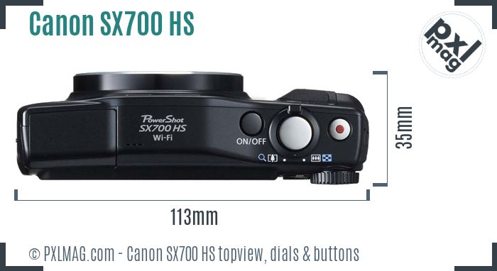 Canon PowerShot SX700 HS topview buttons dials