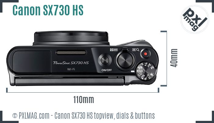 Canon PowerShot SX730 HS topview buttons dials