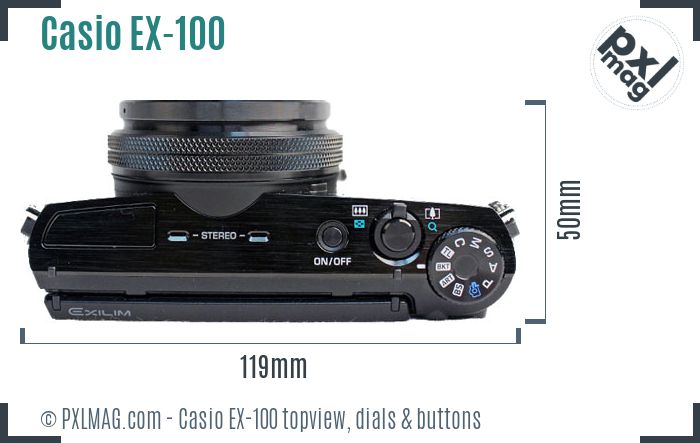 Casio Exilim EX-100 topview buttons dials