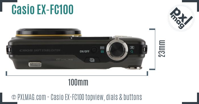 Casio Exilim EX-FC100 topview buttons dials