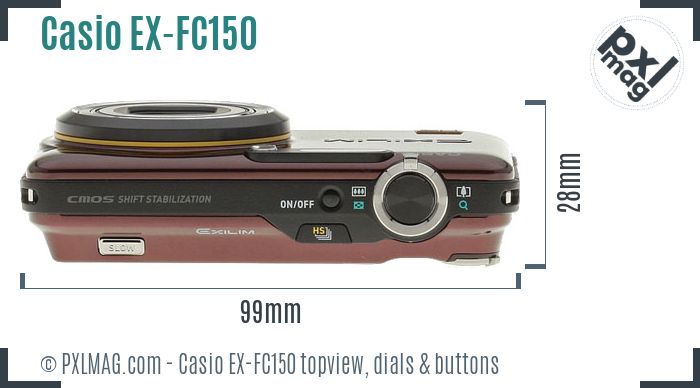 Casio Exilim EX-FC150 topview buttons dials