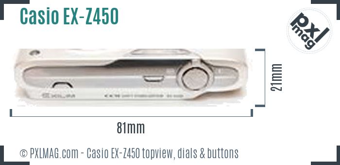 Casio Exilim EX-Z450 topview buttons dials