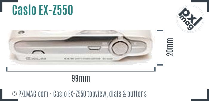 Casio Exilim EX-Z550 topview buttons dials
