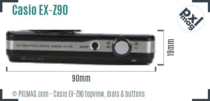 Casio Exilim EX-Z90 topview buttons dials