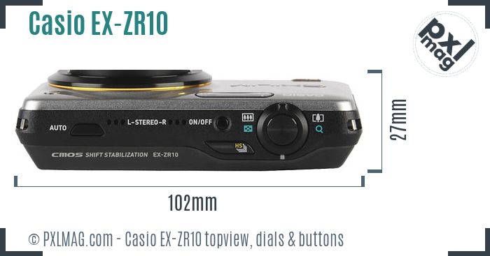 Casio Exilim EX-ZR10 topview buttons dials
