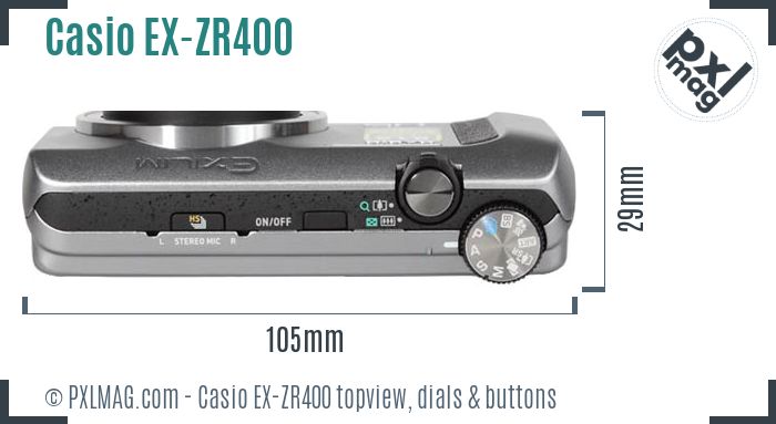 Casio Exilim EX-ZR400 topview buttons dials